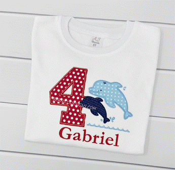 Birthday - Boys 4th Whale Birthday Shirt / 4th Birthday Embroidered Whale T-Shirt / Boys Birthday T-Shirt / Whale Sea Life Party Shirt / Numbers 1-9 - #BDS275