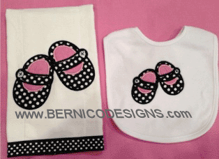Bib - Personalized Custom Embroidery Bib and Burp cloth Set - Mary Jane Shoes for Girl-#BBC193