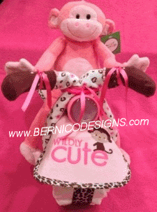 Diaper Cake - Customized Monkey on Bicycle - For Girl or Boy-#DC192