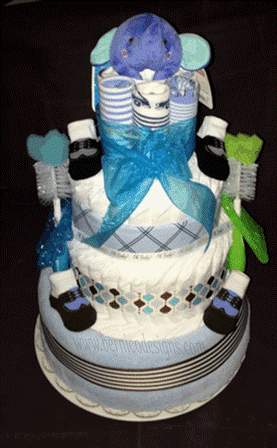 Diaper Cake - Gabriel's Baby Boy Blue - #254